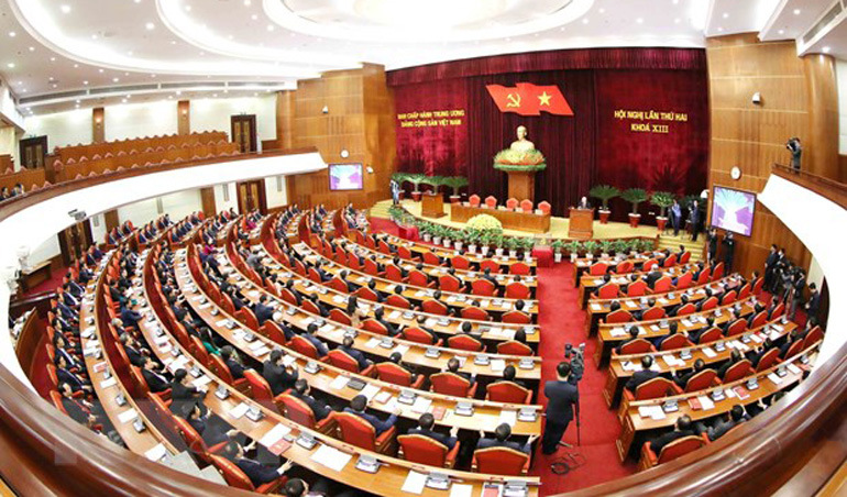 Quang cảnh Hội nghị lần thứ hai Ban Chấp hành Trung ương Đảng Cộng sản Việt Nam khóa XIII. Ảnh: TTXVN