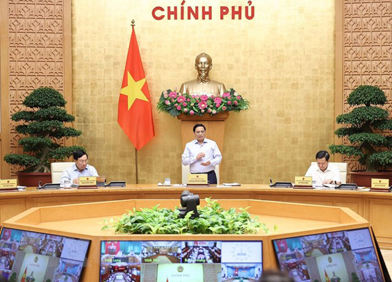 Thủ tướng Phạm Minh Chính chủ trì Phiên họp Chính phủ thường kỳ tháng 7 năm 2022. Ảnh: TTXVN