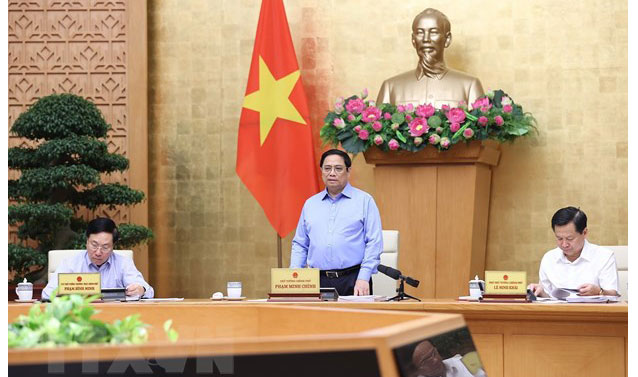 Thủ tướng Phạm Minh Chính phát biểu chỉ đạo. Ảnh: TTXVN