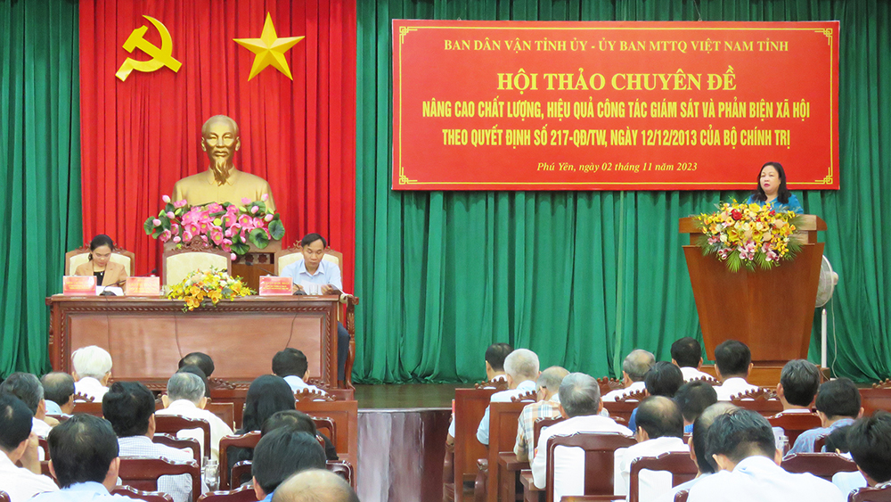 Đồng chí Cao Thị Hòa An phát biểu chỉ đạo tại hội thảo. Ảnh: THÚY HẰNG
