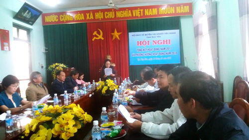 Bà Tô Thị Hòa – Chủ tịch Hội phát biểu khai mạc Hội nghị và báo cáo tổng kết hoạt động Hội năm 2017.