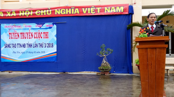 Th.S Nguyễn Hoài Sơn – Chủ tịch Liên hiệp Hội – Trưởng Ban Tổ chức Cuộc thi phát biểu tại buổi tuyên truyền