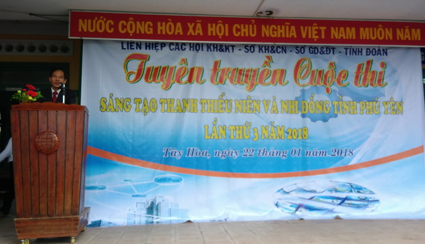 Th.S Nguyễn Hoài Sơn – Chủ tịch Liên hiệp Hội – Trưởng Ban Tổ chức Cuộc thi phát biểu tại buổi tuyên truyền