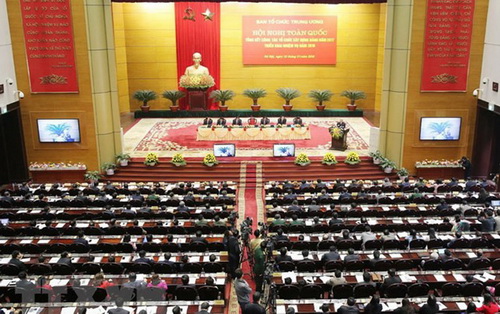 Tổng Bí thư Nguyễn Phú Trọng dự Hội nghị trực tuyến toàn quốc tổng kết công tác tổ chức xây dựng Đảng năm 2017, triển khai nhiệm vụ năm 2018 - Nguồn: TTXVN