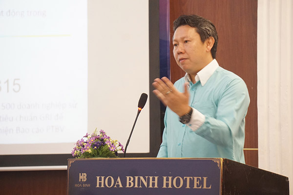 Ông Nguyễn Công Minh Bảo, Giám đốc GRI Vietnam phát biểu tại Hội thảo
