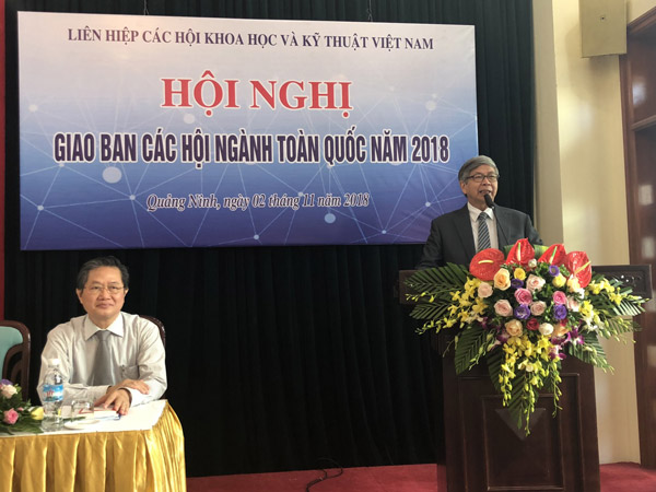GS.TSKH Đặng Vũ Minh – Bí thư Đảng đoàn, Chủ tịch Liên hiệp Hội Việt Nam phát biểu khai mạc