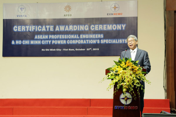 Giáo sư, Tiến sỹ khoa học Đặng Vũ Minh, Chủ tịch VUSTA phát biểu tại buổi lễ