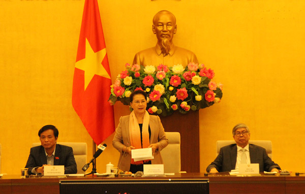 Chủ tịch Quốc hội Nguyễn Thị Kim Ngân phát biểu tại cuộc gặp mặt