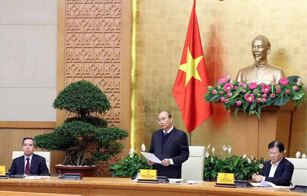 Thủ tướng Nguyễn Xuân Phúc phát biểu khai mạc tại điểm cầu Hà Nội. Ảnh: TTXVN
