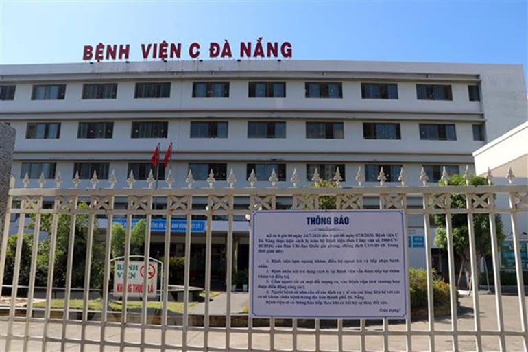 Bệnh viện C Đà Nẵng tiếp tục thực hiện cách ly y tế toàn bệnh viện từ 0 giờ ngày 24/7/2020 đến 0 giờ ngày 7/8/2020 - Ảnh: TTXVN