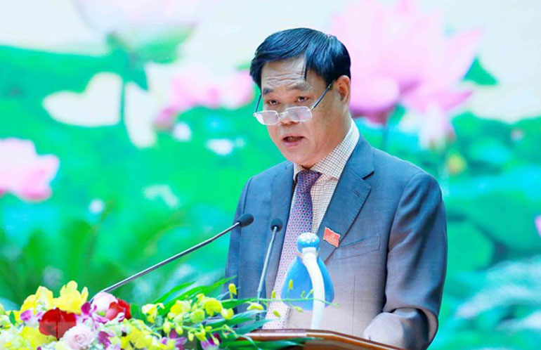 Đồng chí Huỳnh Tấn Việt, Ủy viên Trung ương Đảng, Bí thư Đảng uỷ Khối các cơ quan Trung ương phát biểu bế mạc đại hội - Ảnh: TTXVN