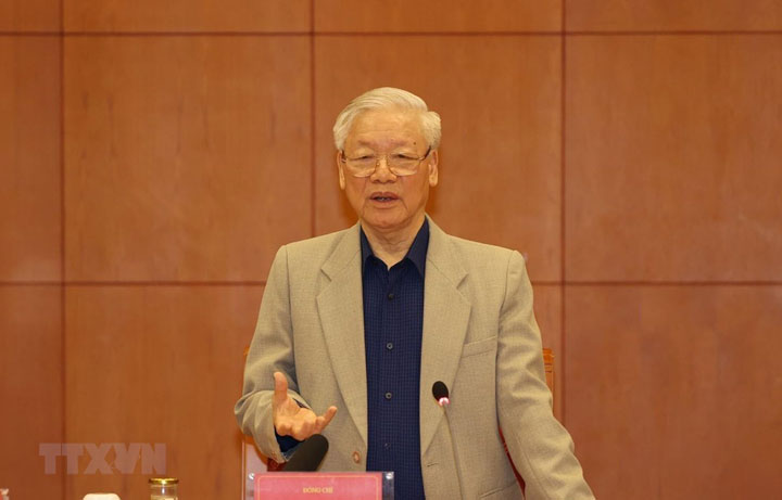 Tổng Bí thư, Chủ tịch nước Nguyễn Phú Trọng phát biểu khai mạc cuộc họp - Ảnh: TTXVN