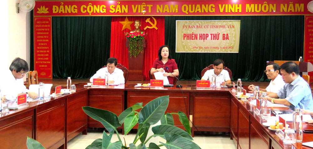 Đồng chí Cao Thị Hòa An phát biểu tại phiên họp. Ảnh: THÙY THẢO