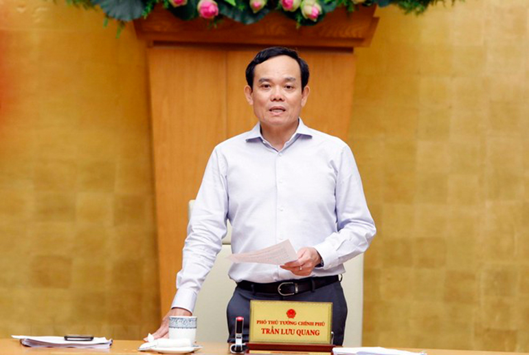 Phó Thủ tướng Trần Lưu Quang phát biểu tại họp tổ công tác của Thủ tướng Chính phủ thực hiện Nghị quyết số 101/2023/QH15 của Quốc hội về rà soát hệ thống văn bản quy phạm pháp luật, tháng 8/20