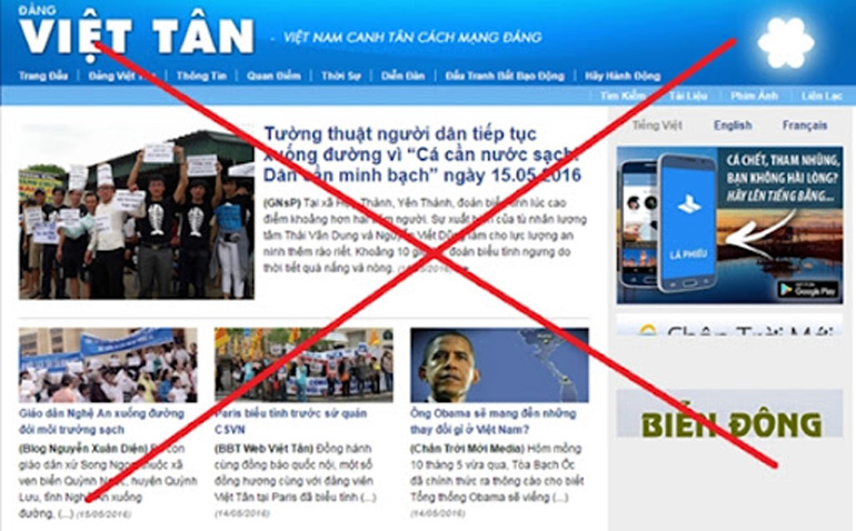 Tổ chức phản động Việt Tân kêu gọi biểu tình trên mạng xã hội. Ảnh: Internet