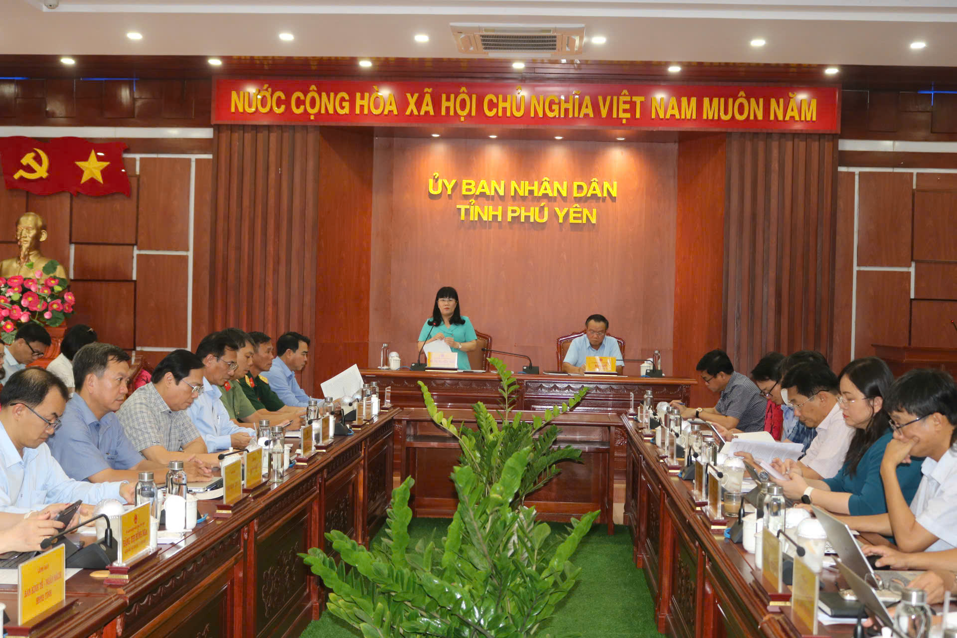 Phó Chủ tịch UBND tỉnh Hồ Thị Nguyên Thảo phát biểu chỉ đạo tại hội nghị. Ảnh: HỒ NHƯ